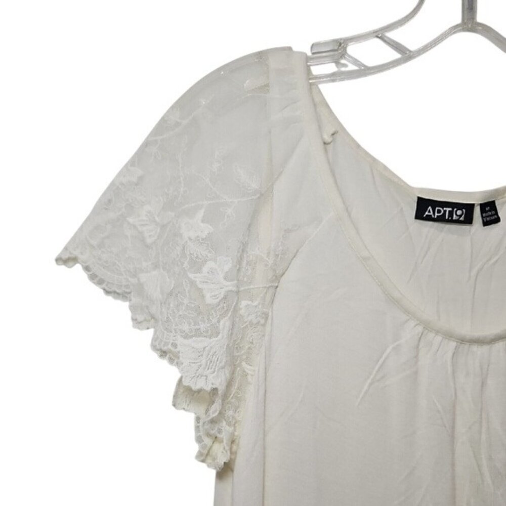 Apt. 9 Ivory Lace Sleeve Blouse Top Size Medium Office Business Career Feminine - Picture 3 of 7